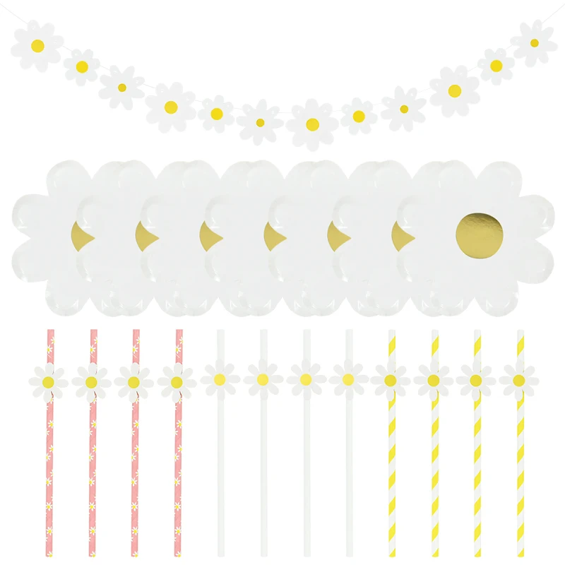 Daisy Theme Birthday Party Decoration Disposable Tableware Daisy Flower Paper Plate Straw for Baby Shower Wedding Party Supplies
Daisy Theme Birthday Party Decoration Disposable Tableware Daisy Flower Paper Plate Straw for Baby Shower Wedding Party Supplies