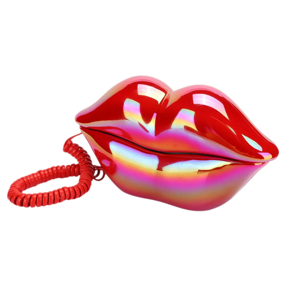 

Red Lip Lips Ornament Landline Mouth Corded Telephone Creative Tabletop Dial Telephones Adore Novelty Decor Wired Shaped