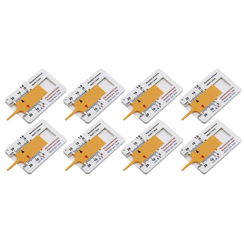 8Pcs Car Tire Tread Depth Gauge Plastic Tire Tread Gauge Tire Pattern Scale Ruler 0-20Mm Depth Gauge
8Pcs Car Tire Tread Depth Gauge Plastic Tire Tread Gauge Tire Pattern Scale Ruler 0-20Mm Depth Gauge