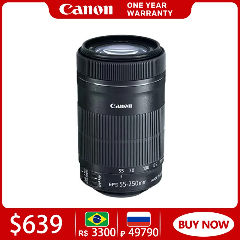 Фотообъектив Canon 55-250 мм, фотообъектив для фотоаппарата с функцией стабилизации 250D SL3
Фотообъектив Canon 55-250 мм, фотообъектив для фотоаппарата с функцией стабилизации 250D SL3