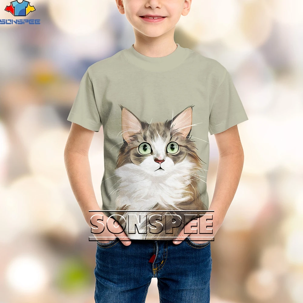 

SONSPEE аниме кошки Милая уличная мода одежда футболки Милая Одежда для мальчиков подростковая мода харадзюку одежда футболка с круглым вырез...