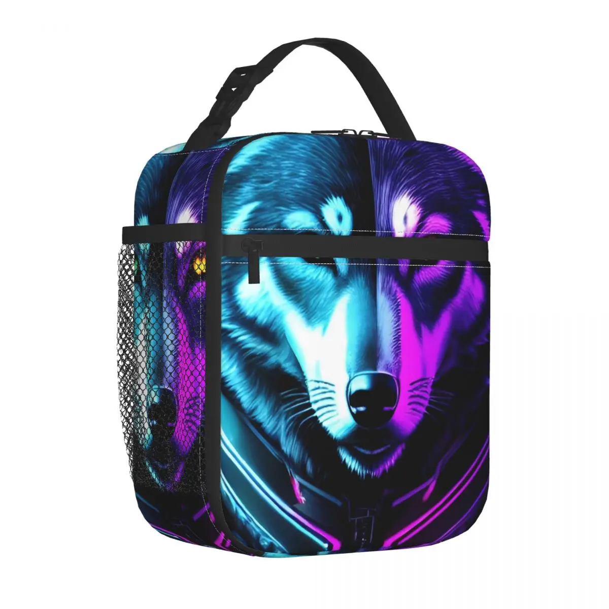 

Cyber Wolf Neon Lunch Bag Funny Animal Fashion Lunch Box For Child Picnic Portable Cooler Bag Designer Tote Food Bags