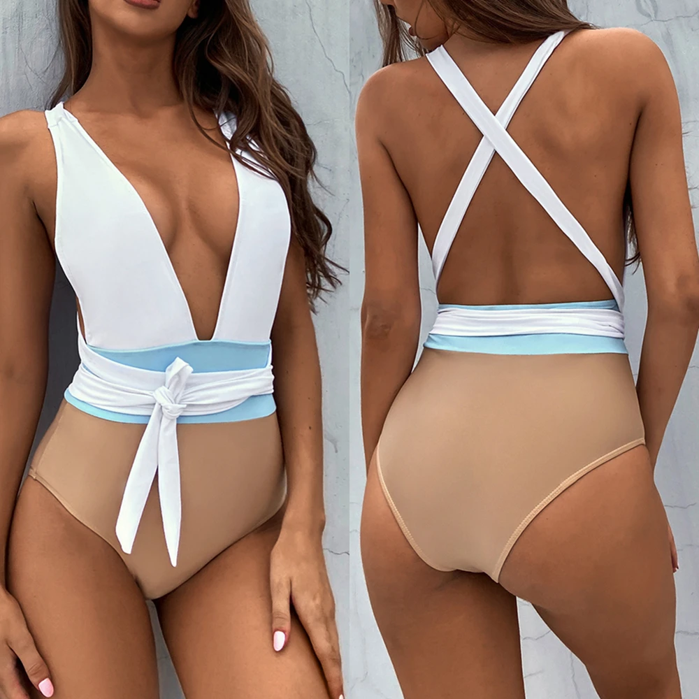 Fashion Monokini Patchwork Women's Swimsuit Bandage Bathing Suit V-neck Women Swimwear Backless Bodysuit Sexy One-Piece Monokini
Fashion Monokini Patchwork Women's Swimsuit Bandage Bathing Suit V-neck Women Swimwear Backless Bodysuit Sexy One-Piece Monokini