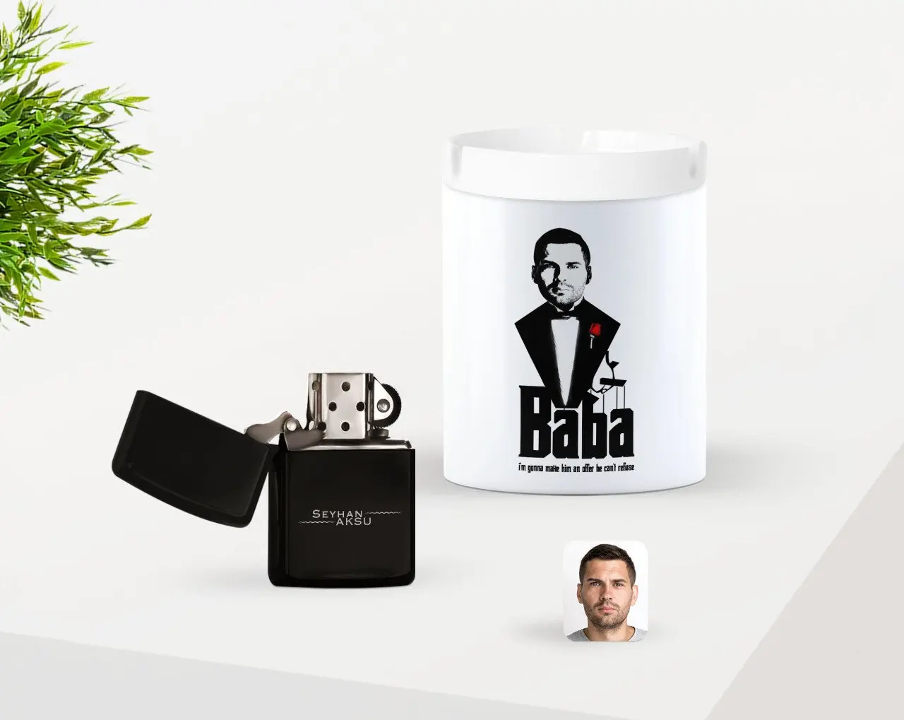 Персонализированные Fathers Day Gift», «Крестный отец дизайн Керамика пепельница и бензиновая Зажигалка Seti-3
Персонализированные Fathers Day Gift», «Крестный отец дизайн Керамика пепельница и бензиновая Зажигалка Seti-3