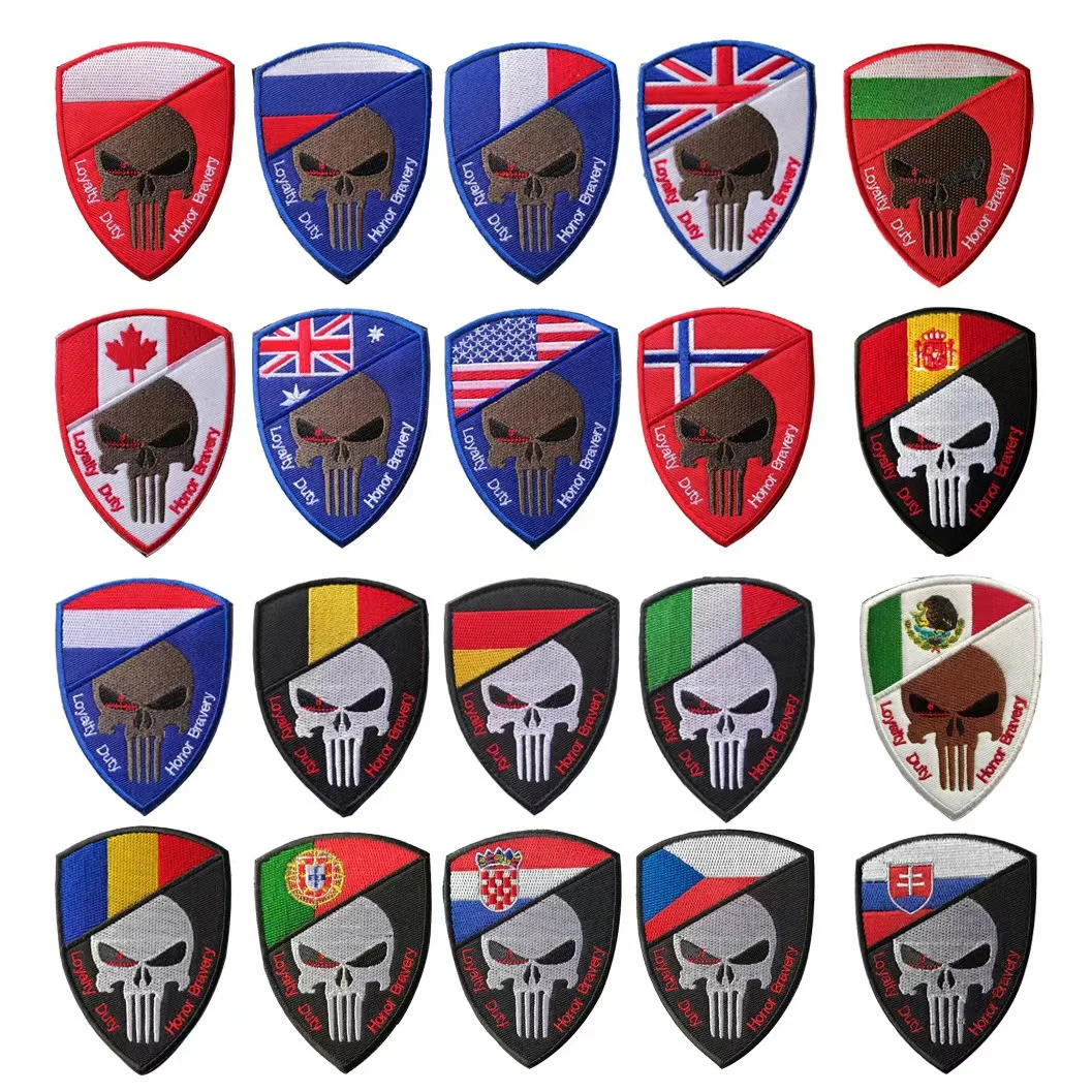 3D Embroidery Spartan Helmet Patch Punisher Flag Patch USA Spain Russia Israel Canada UK Turkey Tactical Morale Military Badge
3D Embroidery Spartan Helmet Patch Punisher Flag Patch USA Spain Russia Israel Canada UK Turkey Tactical Morale Military Badge