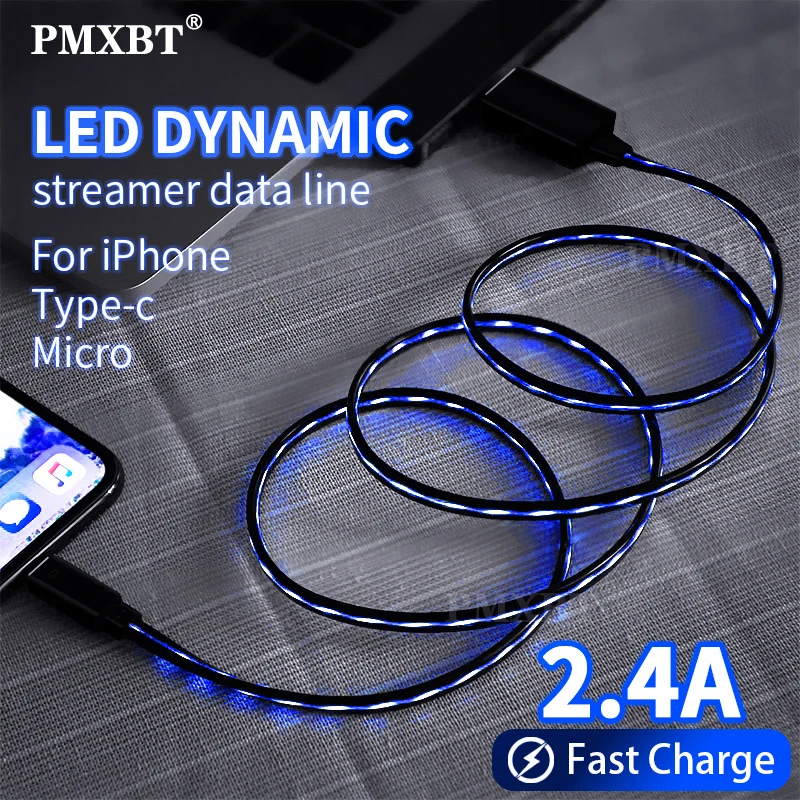 

Зарядный кабель со светодиодной подсветкой, кабель Micro USB C Type C для iPhone 11 Pro Max, кабель для быстрой зарядки для Samsung, шнур для передачи данных