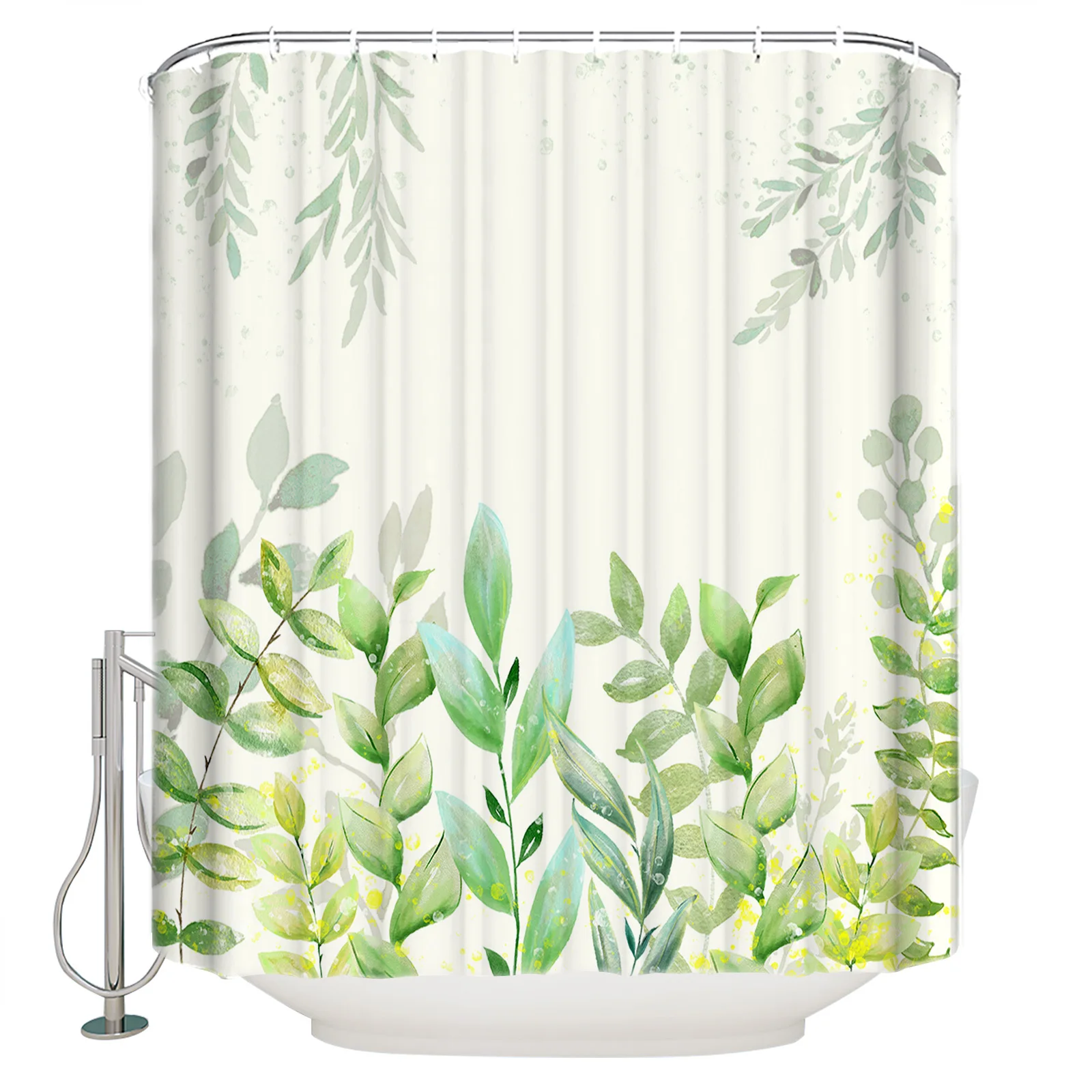 

Летняя душевая занавеска с листьями растений, набор занавесок для душа в ванную комнату, с крючками, занавеска для душа из полиэстера, декор ...