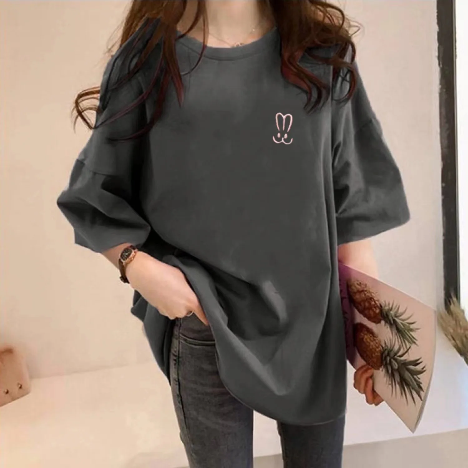 Anbenser 2023 Summer New Korean Version Loose Medium and Long Half Sleeve T-Shirt Women's Round Neck Printing Short Sleeve Tops
Anbenser 2023 Summer New Korean Version Loose Medium and Long Half Sleeve T-Shirt Women's Round Neck Printing Short Sleeve Tops