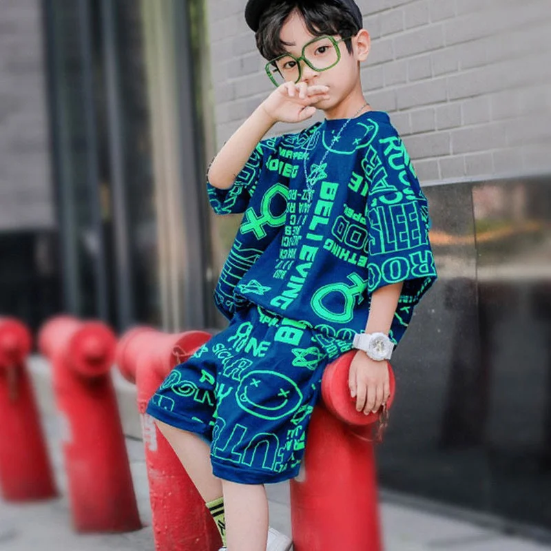Детская одежда модная летняя для мальчиков-подростков Корейская Повседневная