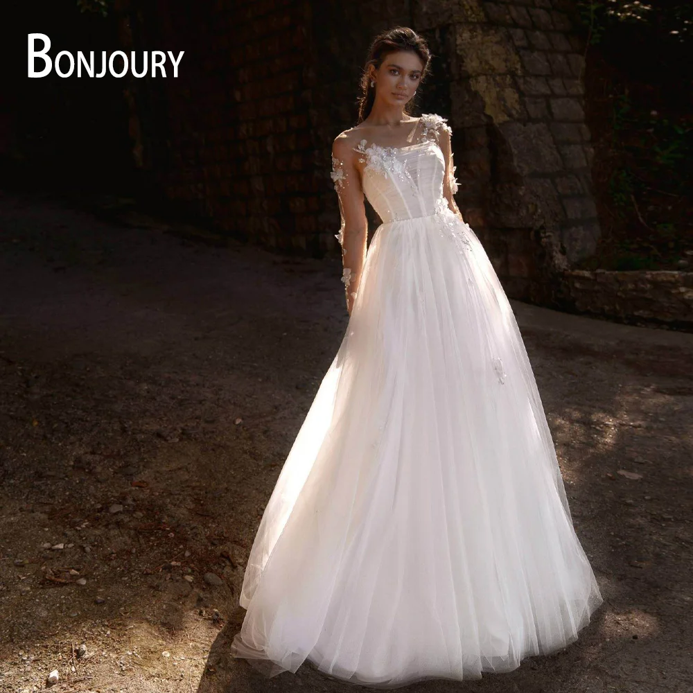BONJOURY 2023 Fairytale Wedding Dresses For Women Bride SCOOP Full-Sleeves Appliques Pleated Tulle Robe De Mariée Customized
BONJOURY 2023 Fairytale Wedding Dresses For Women Bride SCOOP Full-Sleeves Appliques Pleated Tulle Robe De Mariée Customized
