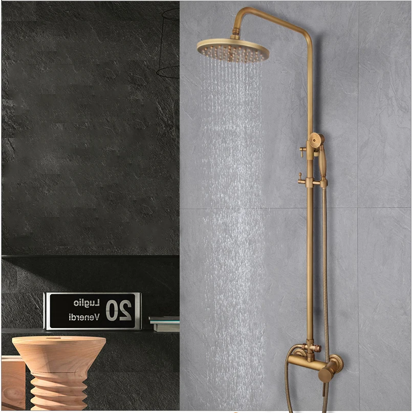 Shower System Set Bathroom Antique Brass Shower Mixer Water Taps Bathtub Rainfall Shower Faucet Set With Round Shower Head
Shower System Set Bathroom Antique Brass Shower Mixer Water Taps Bathtub Rainfall Shower Faucet Set With Round Shower Head
