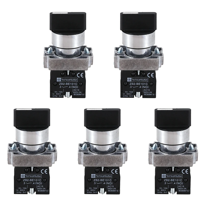 5Pcs 22Mm Latching 2 NO 3-Position Rotary Selector Select Switch ZB2-BE101C Black
5Pcs 22Mm Latching 2 NO 3-Position Rotary Selector Select Switch ZB2-BE101C Black
