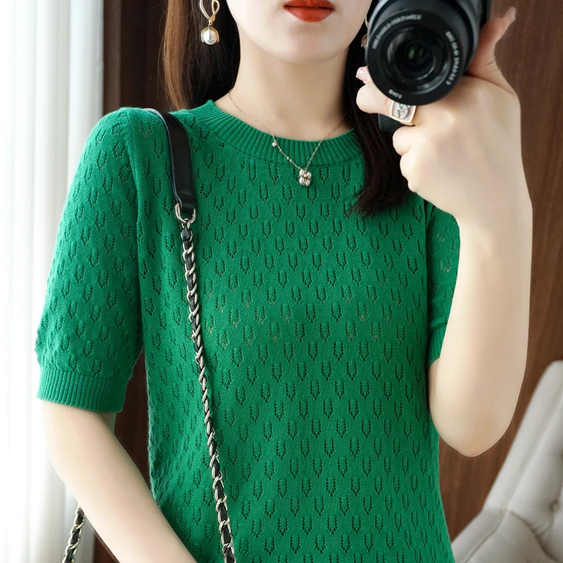 Summer hollow thin pure cotton short sleeve T-shirt women 2022 new loose solid color jersey half sleeve cotton and linen top
Summer hollow thin pure cotton short sleeve T-shirt women 2022 new loose solid color jersey half sleeve cotton and linen top