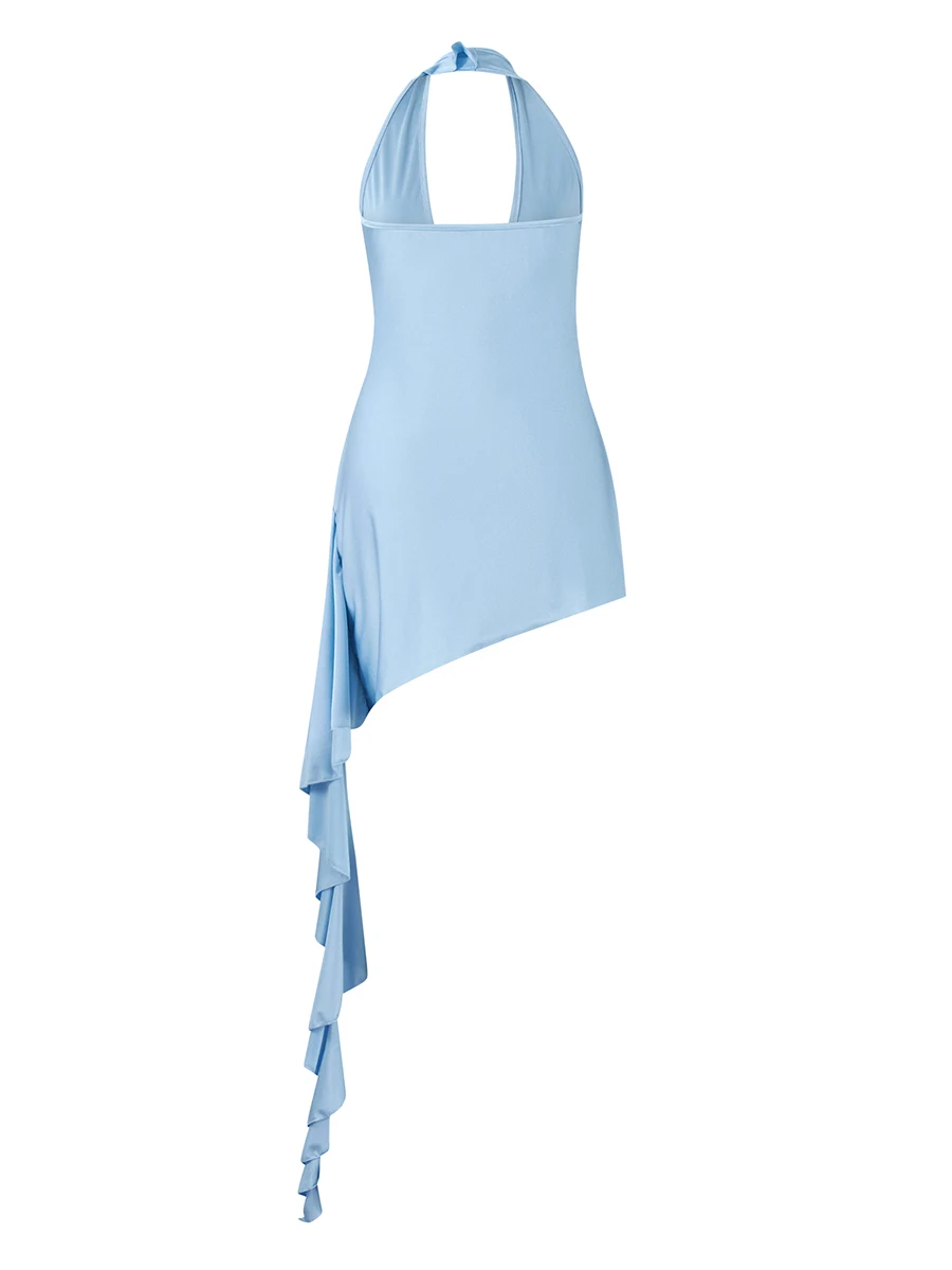 Elegant Satin Sleeveless Dress with Deep V Neckline Backless Design and Irregular Ruffle Hemline for Women s Streetwear
Elegant Satin Sleeveless Dress with Deep V Neckline Backless Design and Irregular Ruffle Hemline for Women s Streetwear