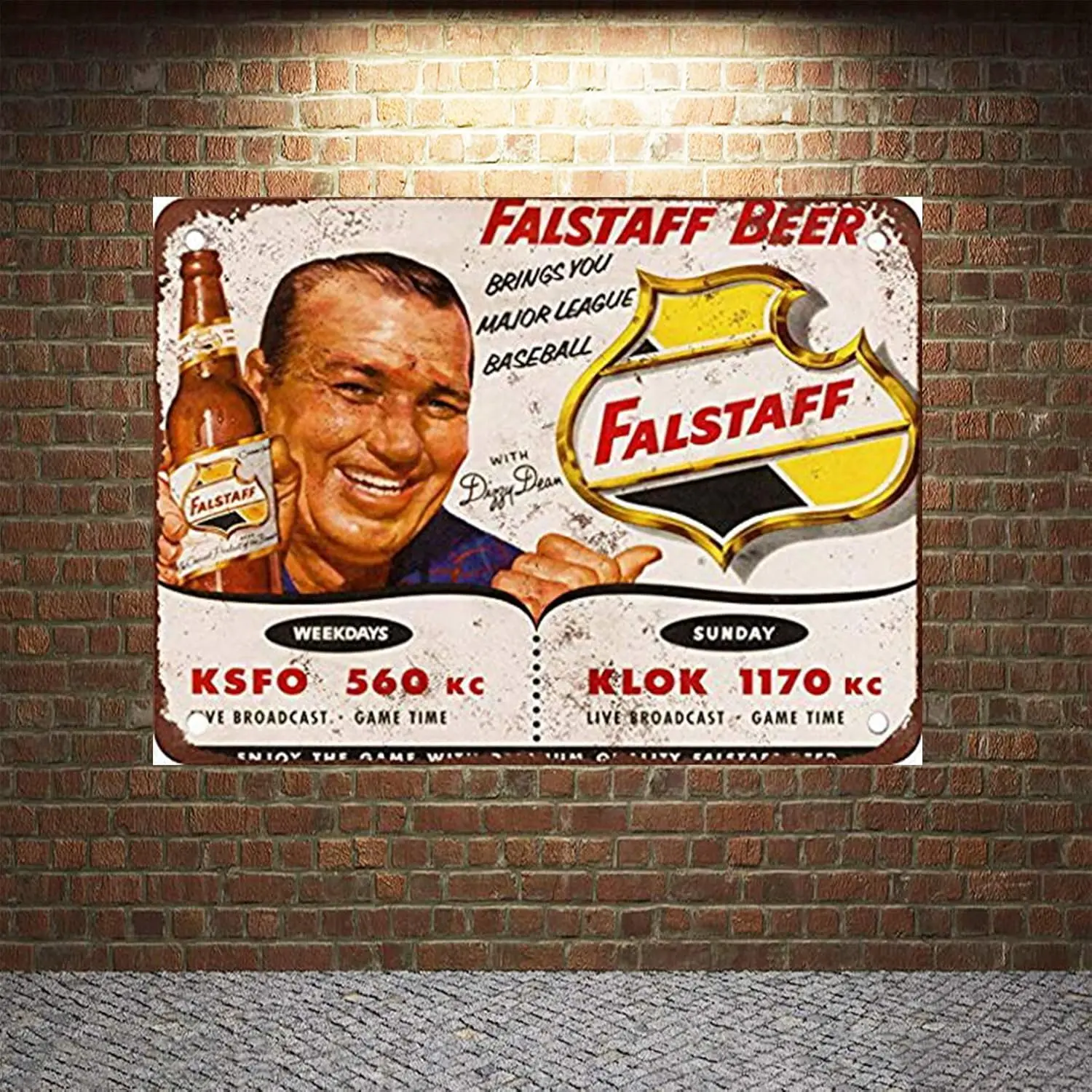 Настенный металлический знак жестяной декор 12x8 дюймов Dizzy Dean для Falstaff