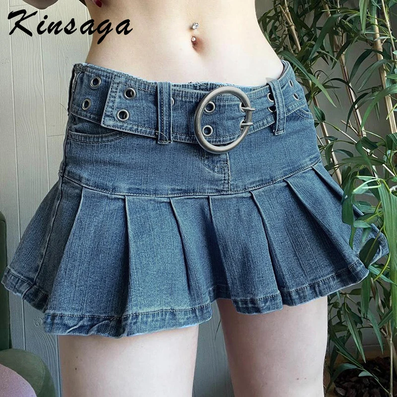 2000s Aesthetic Sashes Low Waist Mini A-line Denim Skirts Vintage Japanese Black Belt Pleated Skirt Y2k Chic Ruffle Skater Skirt
2000s Aesthetic Sashes Low Waist Mini A-line Denim Skirts Vintage Japanese Black Belt Pleated Skirt Y2k Chic Ruffle Skater Skirt