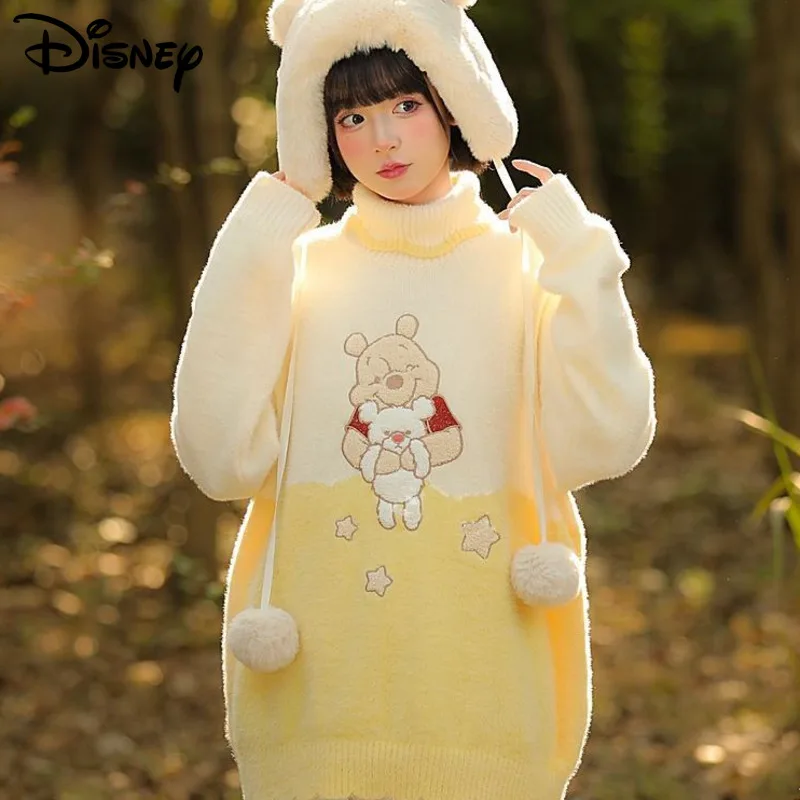 Disney Pooh Bear Contrast Star Sweater Women Winter High Neck Knitted Tops Sweet Cute Girls Plush Clothes Loose Warm Pullovers
Disney Pooh Bear Contrast Star Sweater Women Winter High Neck Knitted Tops Sweet Cute Girls Plush Clothes Loose Warm Pullovers