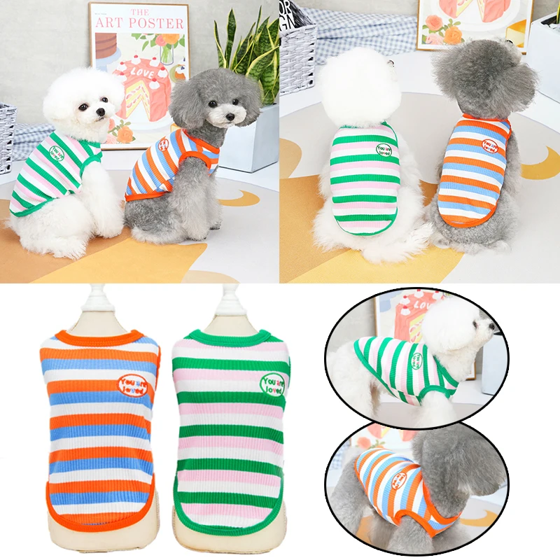 Summer Striped Dog Vest Comfortable Cats Dogs Sleeveless Tops Cartoon Cotton Puppy T-Shirt French Bulldog Chihuahua Pet Clothing
Summer Striped Dog Vest Comfortable Cats Dogs Sleeveless Tops Cartoon Cotton Puppy T-Shirt French Bulldog Chihuahua Pet Clothing