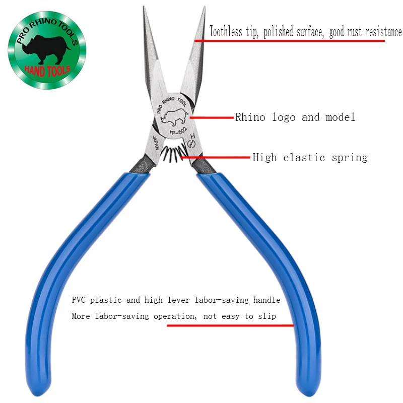 Japan RHINO Toothless Long Nose Special Pointed Pliers Jewelry Leather DIY Hand-Threaded Beads YP-502 Precision Pointed Pliers
Japan RHINO Toothless Long Nose Special Pointed Pliers Jewelry Leather DIY Hand-Threaded Beads YP-502 Precision Pointed Pliers