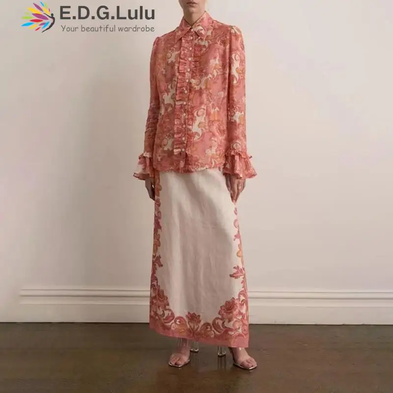 EDGLuLu Fashion Design Trumpet Sleeve Casual Print Blouse+High Wais Long Skirt+Belt Two Piece Set Chic Elegant Suit 0420
EDGLuLu Fashion Design Trumpet Sleeve Casual Print Blouse+High Wais Long Skirt+Belt Two Piece Set Chic Elegant Suit 0420