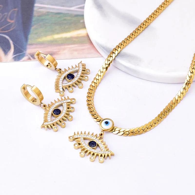 Eye Eagel Fashin Jewelry Necklace Earring 316L Stainless Steel Wedding Jewelry Set Zicron Chain Hop Hook Set
Eye Eagel Fashin Jewelry Necklace Earring 316L Stainless Steel Wedding Jewelry Set Zicron Chain Hop Hook Set
