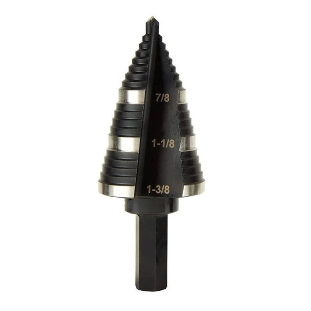 1 Pc HSS Step Drill Bit Pagoda Double Fluted Spiral Grooved 7/8 To 1-3/8 Hexagonal Shank For Power Drilling Tools Accessories
1 Pc HSS Step Drill Bit Pagoda Double Fluted Spiral Grooved 7/8 To 1-3/8 Hexagonal Shank For Power Drilling Tools Accessories
