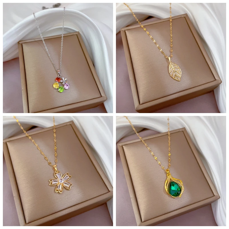 Fashion Gold Colour Zircon Leaf Heart Pendant Necklace for Women Couple Copper Statement Flower Butterfly Choker Neck Chain Gift
Fashion Gold Colour Zircon Leaf Heart Pendant Necklace for Women Couple Copper Statement Flower Butterfly Choker Neck Chain Gift