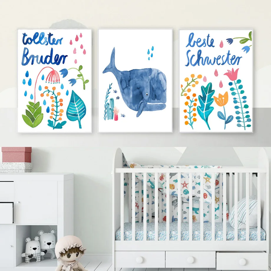 

Lion Leopard Whale Rhino Turtle Kindergarten Nursery Posters And Prints Wall Art Canvas Painting Wall Pictures Kids Room Decor