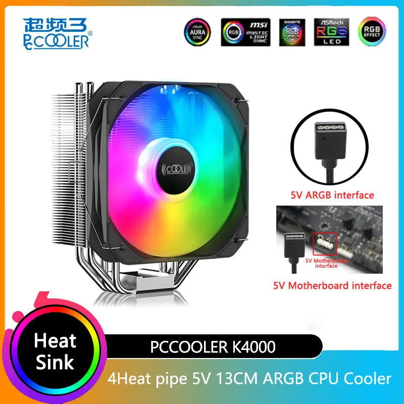 PCcooler K4000 4 Heat Pipe Pure Copper Nickel Plated 13cm 5V Motherboard Synchronous Chassis Radiator ARGB CPU Cooling Radiator
PCcooler K4000 4 Heat Pipe Pure Copper Nickel Plated 13cm 5V Motherboard Synchronous Chassis Radiator ARGB CPU Cooling Radiator