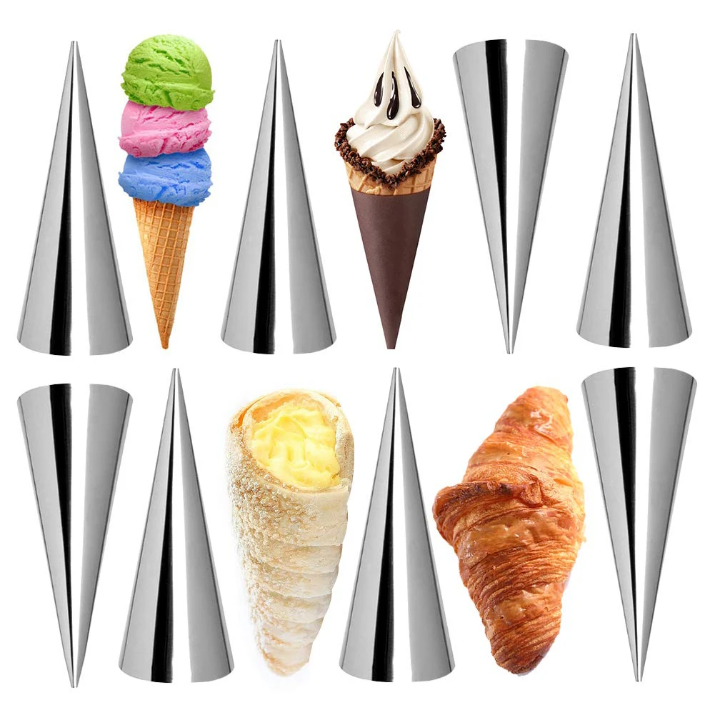 10Pcs Conical Tube Cone Roll Moulds Spiral Croissants Molds Cream Horn Mould Pastry Mold Cookie Dessert Kitchen Baking Tool
10Pcs Conical Tube Cone Roll Moulds Spiral Croissants Molds Cream Horn Mould Pastry Mold Cookie Dessert Kitchen Baking Tool