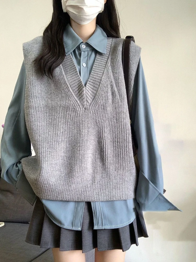 QIWN Preppy Style Shirts and Sweater Vets Sets Women Solid Trendy Vintage Soft Harajuku Temperament Autumn Blusas Knitwear
QIWN Preppy Style Shirts and Sweater Vets Sets Women Solid Trendy Vintage Soft Harajuku Temperament Autumn Blusas Knitwear