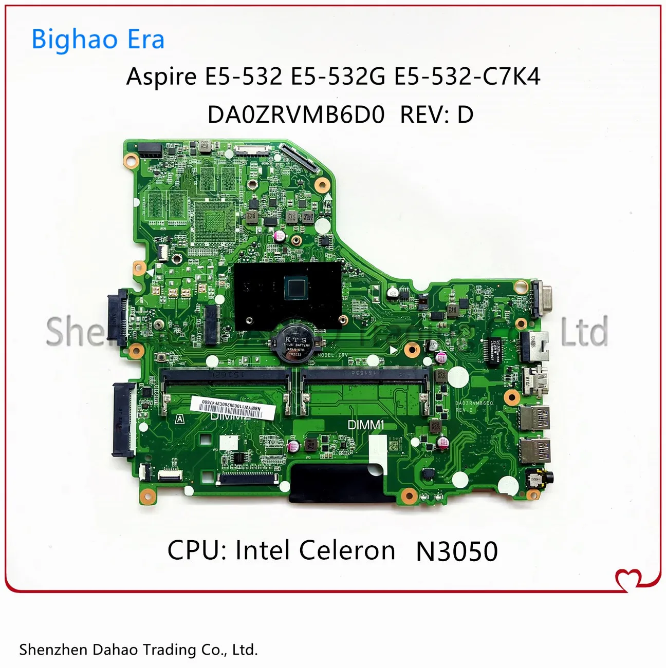NBMYW110045 DA0ZRVMB6D0 ZRV For Acer aspire E5-532G laptop motherboard with SR29H N3050 CPU DDR3L
NBMYW110045 DA0ZRVMB6D0 ZRV For Acer aspire E5-532G laptop motherboard with SR29H N3050 CPU DDR3L