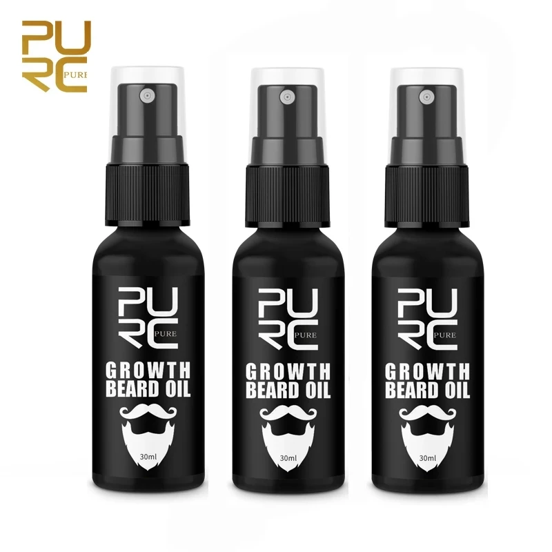 

30ml PURC Beard Growth Oil Set Grow Beard Thicker & More Full Thicken Hair Serum Oil Men Beard Grooming Treatment Beard Care Kit