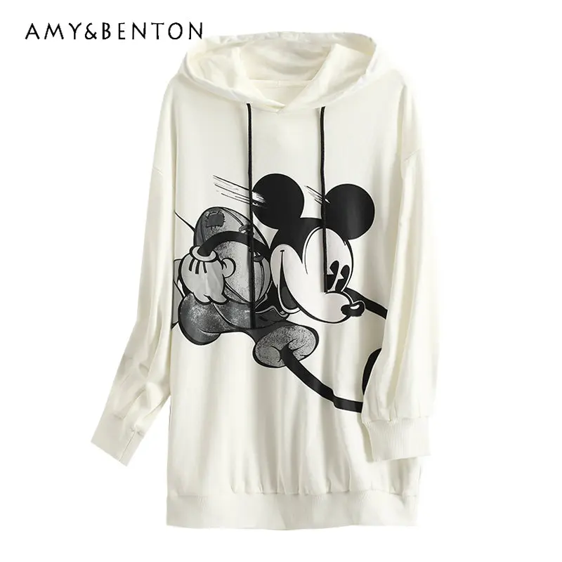 

Cartoon Offset Women's Printing Hooded Sweaters Loose and Lazy Style Age-Reducing Fashionable Sweater Autumn New Hoddie Tops