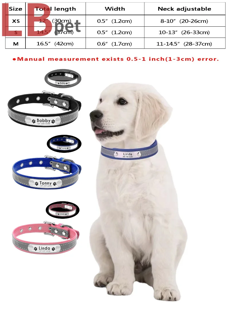 Pet Supplies Leather Dog Collars Adjustable and Customizable ID Pet Personalized Collars Engraved Reflective Dog Tag Collars
Pet Supplies Leather Dog Collars Adjustable and Customizable ID Pet Personalized Collars Engraved Reflective Dog Tag Collars