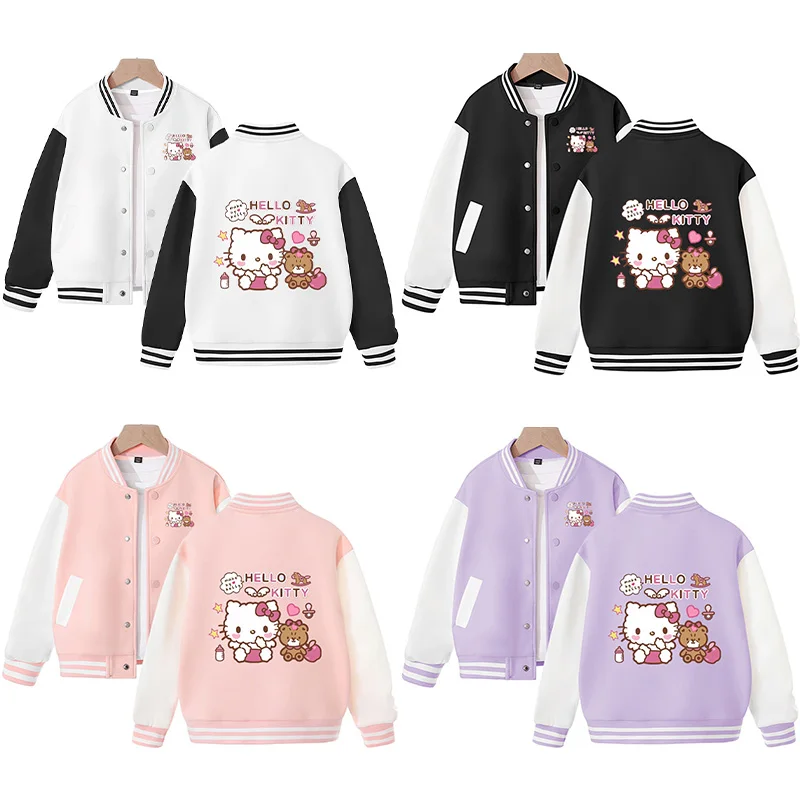 Kawaii Sanrios Anime HelloKitty Children Baseball Uniform Spring and Autumn Tops Casual Coat Jacket Girls Long-sleeved Coat Gift
Kawaii Sanrios Anime HelloKitty Children Baseball Uniform Spring and Autumn Tops Casual Coat Jacket Girls Long-sleeved Coat Gift