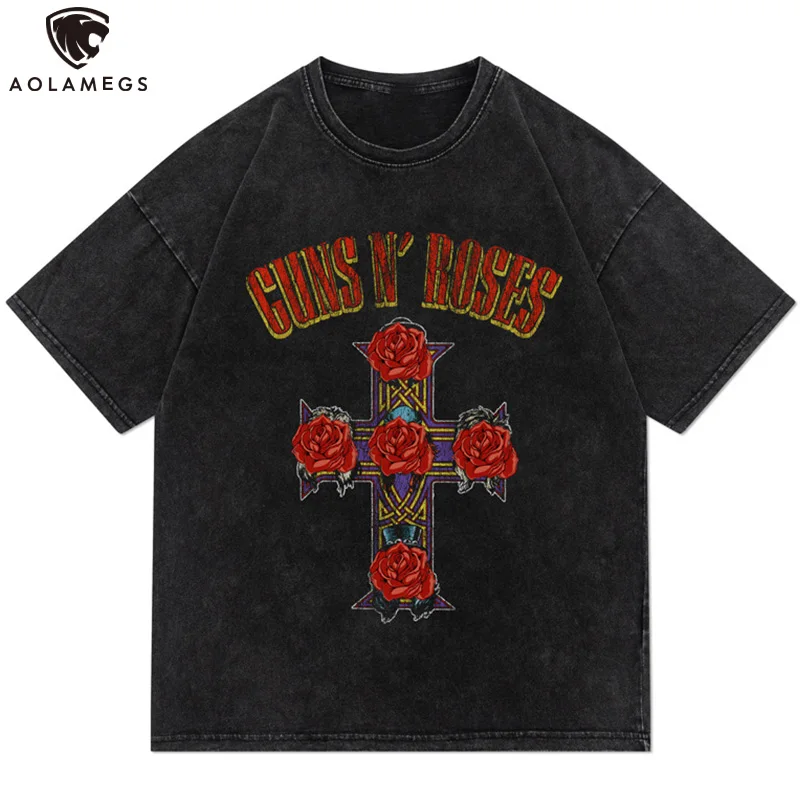 Aolamegs Men's T Shirts Letter Rose Flower Print Distressed Diablo O-Neck Tees Loose Vintage Advanced High Street Men's Clothing
Aolamegs Men's T Shirts Letter Rose Flower Print Distressed Diablo O-Neck Tees Loose Vintage Advanced High Street Men's Clothing