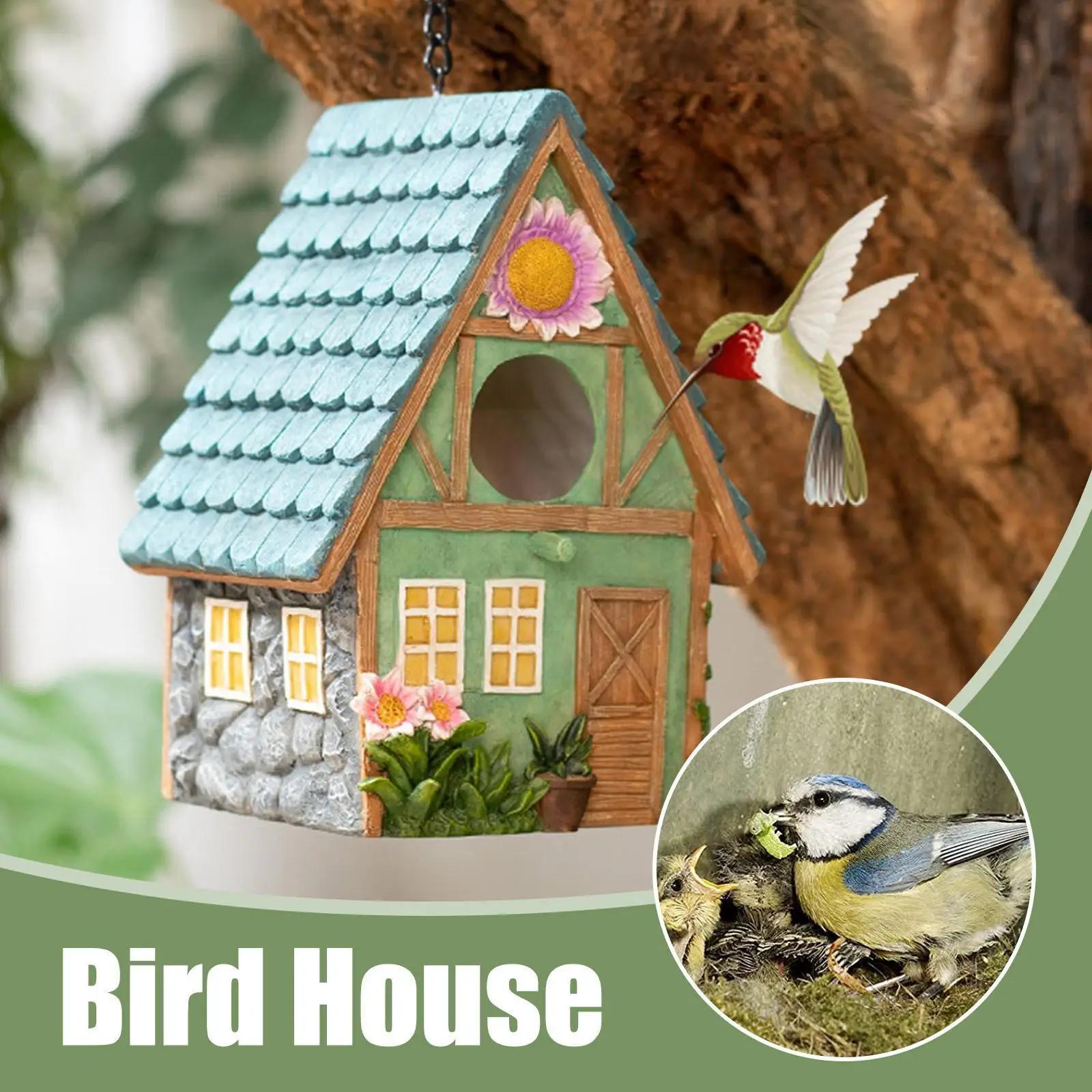 Hanging Bird House For Outdoor Patio Garden Decorative Resin Pet Cottage Birdhouse For Bluebirds Hummingbirds Sparrows A5Q1
Hanging Bird House For Outdoor Patio Garden Decorative Resin Pet Cottage Birdhouse For Bluebirds Hummingbirds Sparrows A5Q1