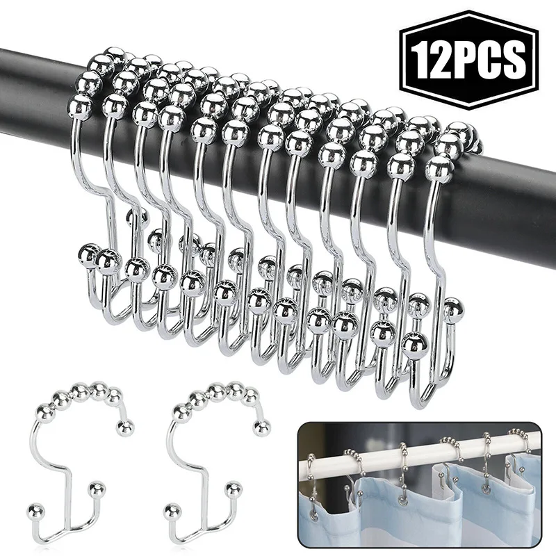 12pcs Shower Curtain Hooks Bathroom Housekeeper On Wall Double Glide Rings Stainless Steel Set Of 12 Rust Proof For Home Tools
12pcs Shower Curtain Hooks Bathroom Housekeeper On Wall Double Glide Rings Stainless Steel Set Of 12 Rust Proof For Home Tools