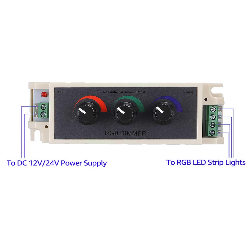 

DC 12-24V RGB LED Light Strip Manual Stepless Dimmer Lamp Brightness Adjustment Switches Red Green Blue Dimming Home Kitchen