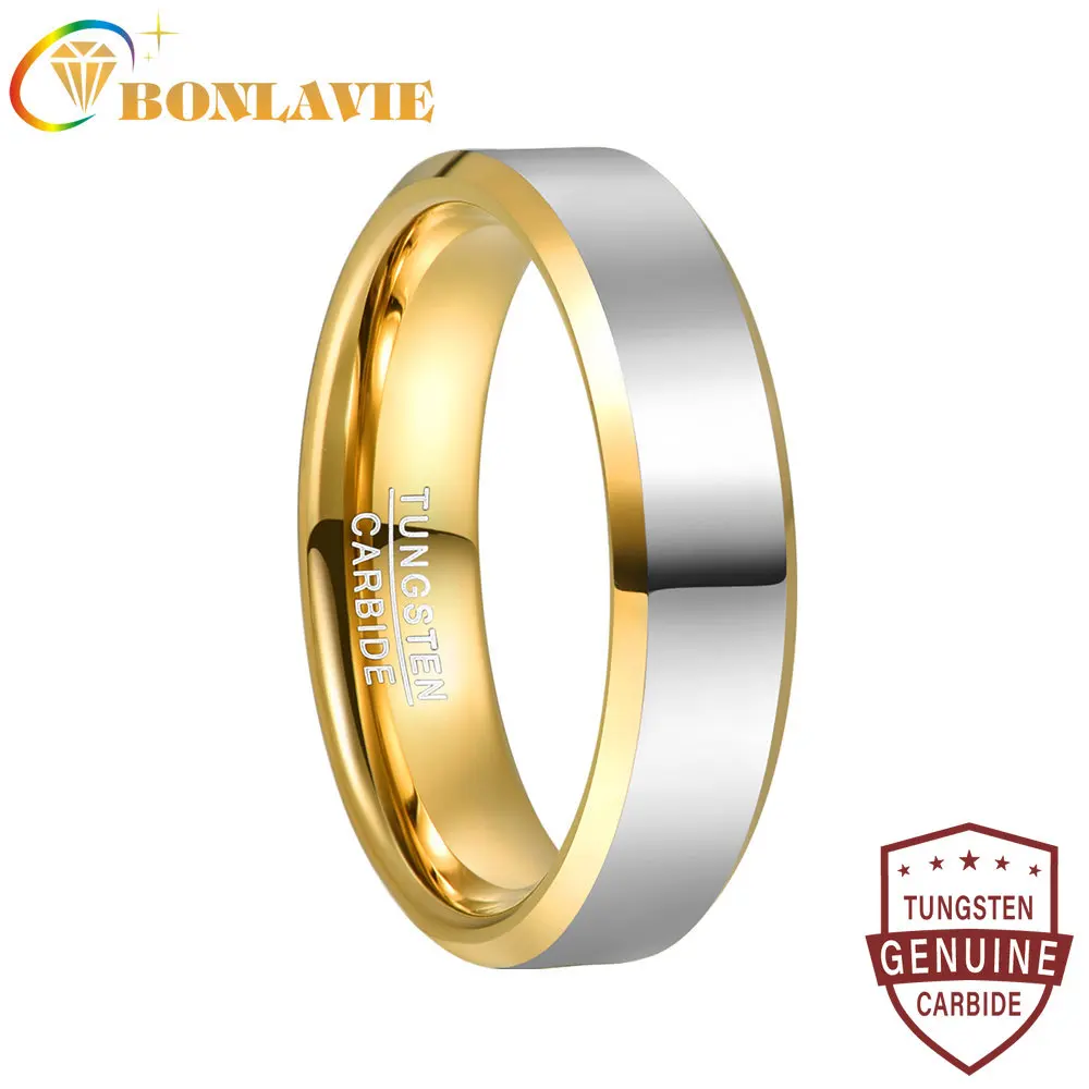 BONLAVIE 6mm Tungsten Carbide Ring Steel Color Dome Beveled Gold Women's Fashion Wedding Jewelry Best Gift Size 6-11
BONLAVIE 6mm Tungsten Carbide Ring Steel Color Dome Beveled Gold Women's Fashion Wedding Jewelry Best Gift Size 6-11