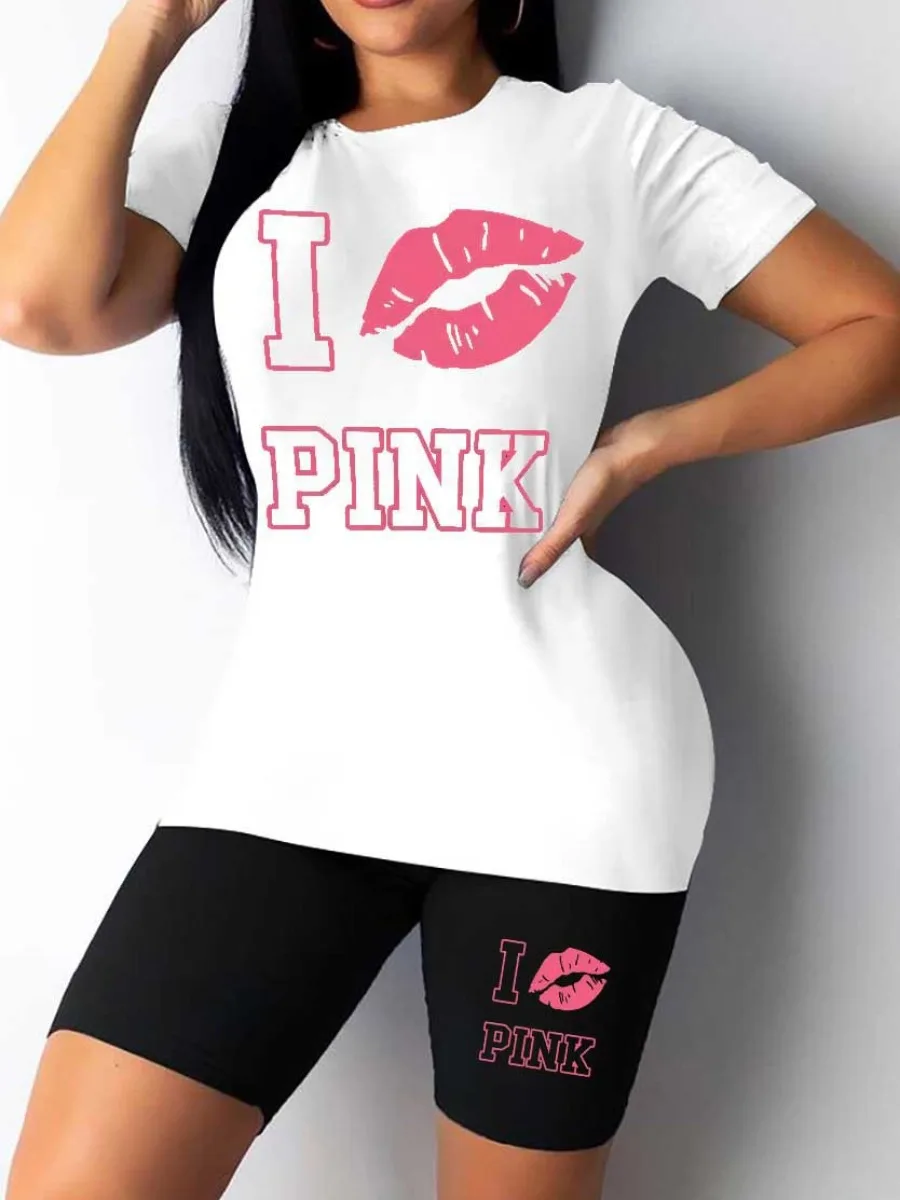 LW Summer Women Clothing Set Plus Size Pink Letter Lip Print Shorts Set short Sleeve Tshirt+Shorts 2Pcs Tops Sports Casual Suit
LW Summer Women Clothing Set Plus Size Pink Letter Lip Print Shorts Set short Sleeve Tshirt+Shorts 2Pcs Tops Sports Casual Suit