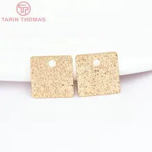 (215)30PCS 8MM Thickness 0.7MM 24K Gold Color Brass Frosted Square Charms High Quality Diy Jewelry Findings Accessories