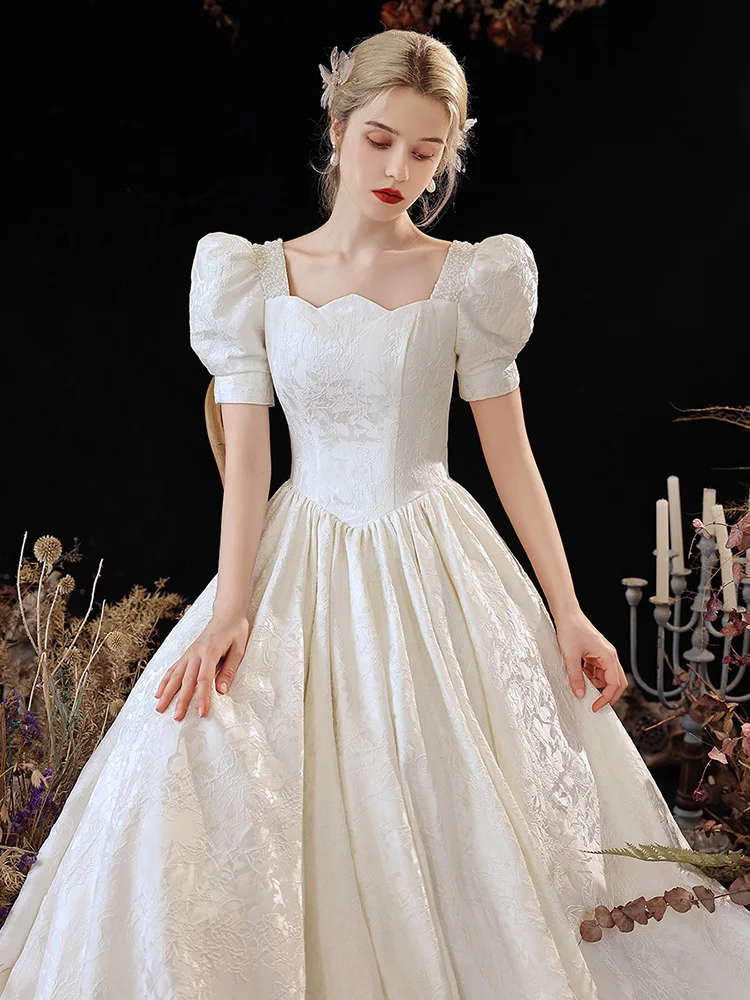 French Style Evening Dresses Retro Square Collar Puff Sleeve Princess Dresses Simple Temperament Lace Up Banquet Female Gowns
French Style Evening Dresses Retro Square Collar Puff Sleeve Princess Dresses Simple Temperament Lace Up Banquet Female Gowns