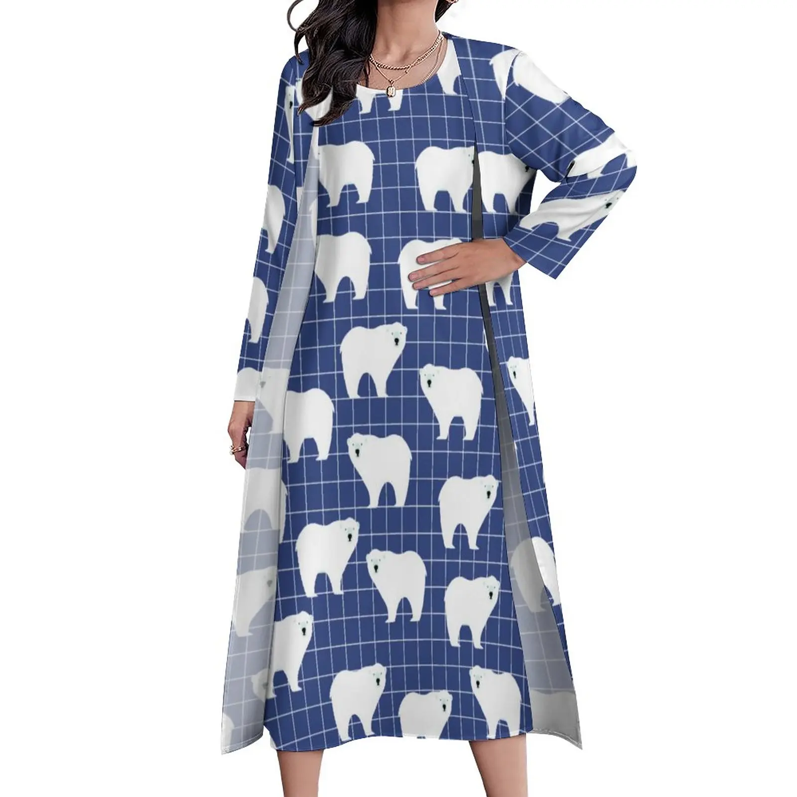 Платье-макси в скандинавском стиле, с принтом белого медведя
Платье-макси в скандинавском стиле, с принтом белого медведя