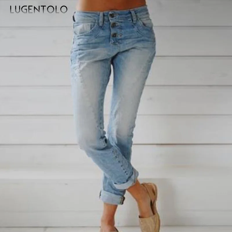 Women Large Size Jeans Casual Straight-Leg Bleached New Slim-Fit Slimming Button Pocket Fashion Female Long Jeans Lugentolo
Women Large Size Jeans Casual Straight-Leg Bleached New Slim-Fit Slimming Button Pocket Fashion Female Long Jeans Lugentolo