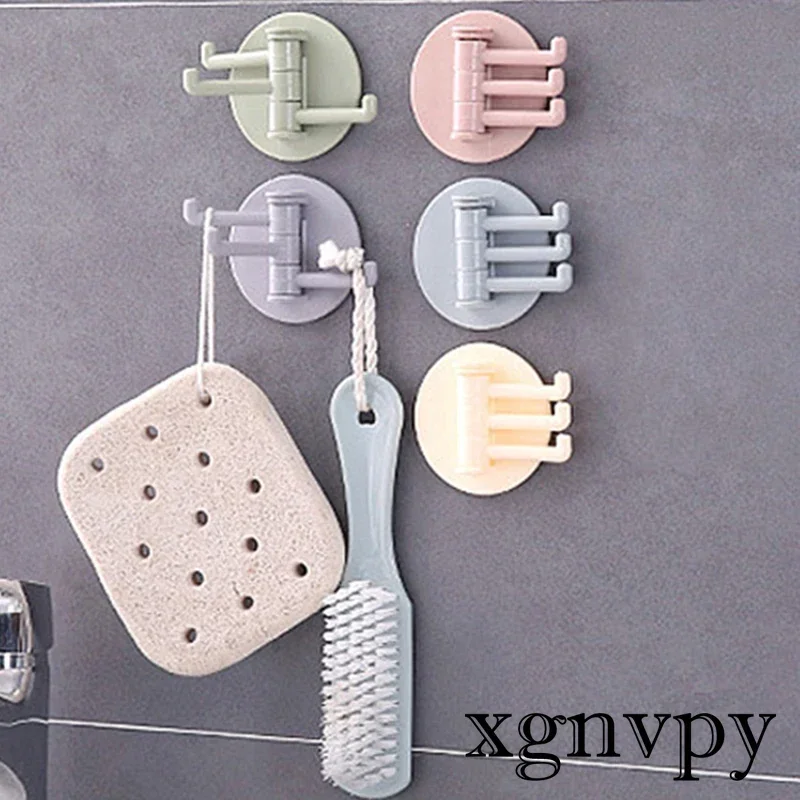 Xgnvpy 3 вращающиеся крючки бесшовная клейкая прочная настенная вешалка кухонные