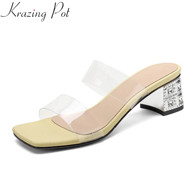 Krazing Pot PVC Transparent Crystal High Heels Slip on Casual Peep Toe Diamond-studded High Street Fashion Sheepskin Sandals
Krazing Pot PVC Transparent Crystal High Heels Slip on Casual Peep Toe Diamond-studded High Street Fashion Sheepskin Sandals