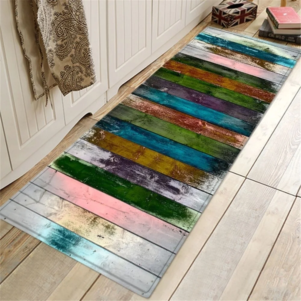 

Colorful Wood Grain Kitchen Carpet Living Room Floor Mats Door Mat Entrance Non-Slip Floor Rug for Living Rooms Carpet Area Rugs