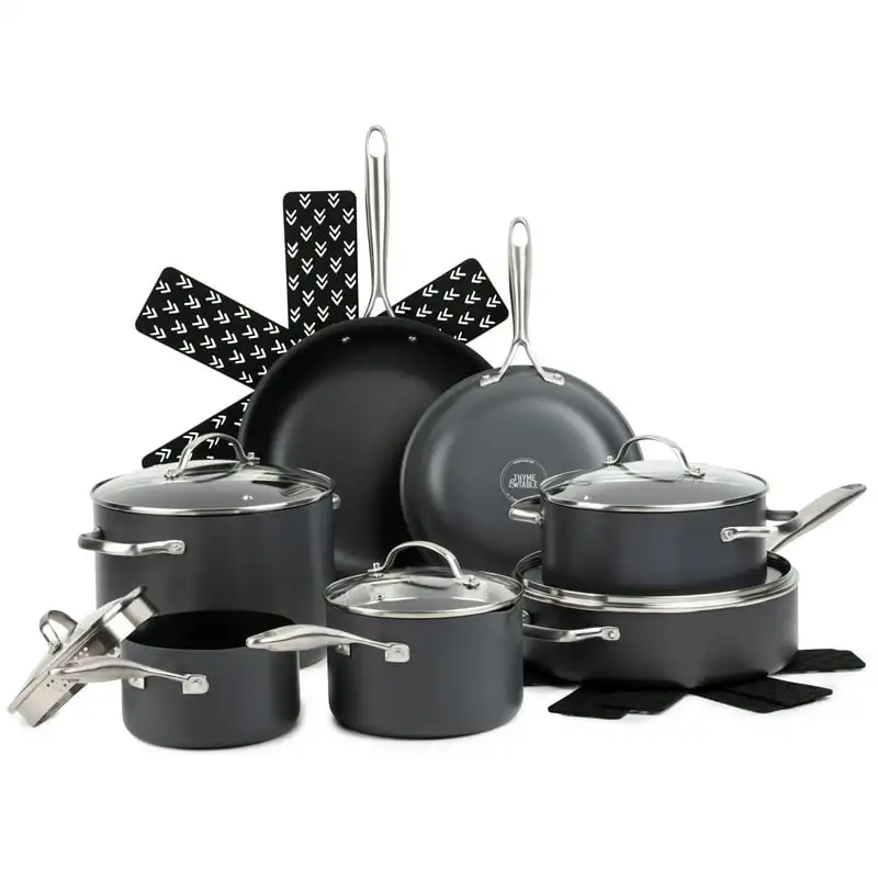 15-Piece Hard Anodized Cookware Set Cooling rack Silicone kitchen accessories Air fryer silicone basket Accesorios freidora Sili
15-Piece Hard Anodized Cookware Set Cooling rack Silicone kitchen accessories Air fryer silicone basket Accesorios freidora Sili